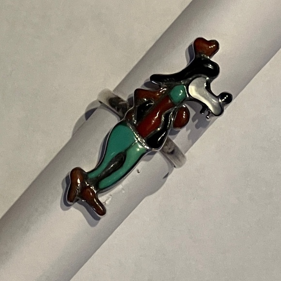 Vintage Native American Zuni Sterling Silver Cartoon Ring Goofy Disney Dog - Picture 3 of 4